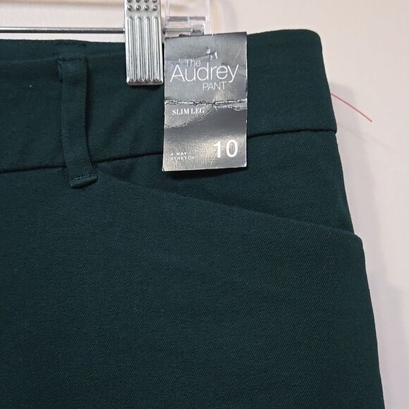 NWT NY&CO The Audrey pant Size 10 Dark Green Slim LEG WOMENS WORK - Picture 3 of 8